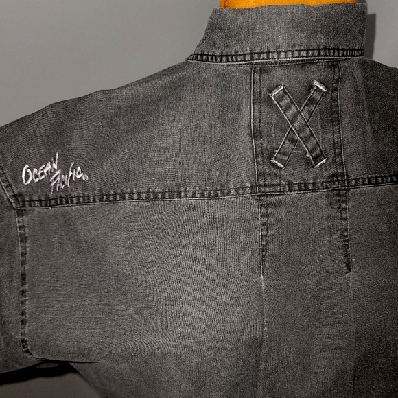 Vintage OP Charcoal button-down surfer shirt. Sz L - Picture 4 of 13